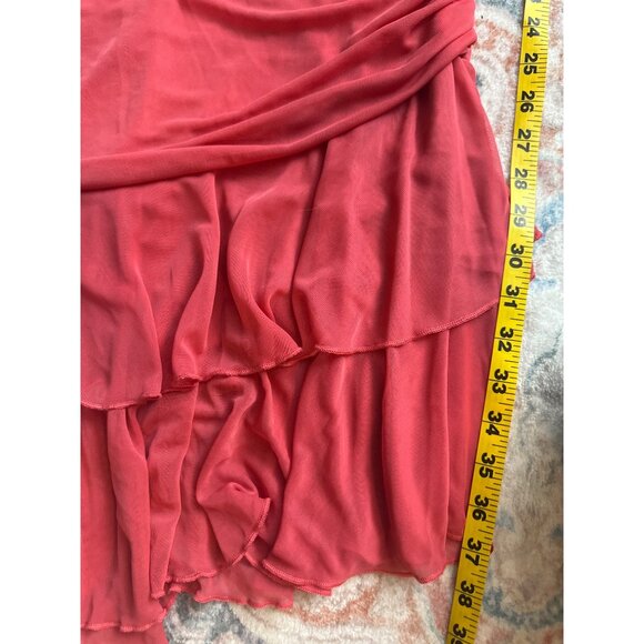 Halter Asymmetrical Ruffled Pink Dress Womens M Y2K Fairy 90s Tiered Barbie art - Picture 7 of 14